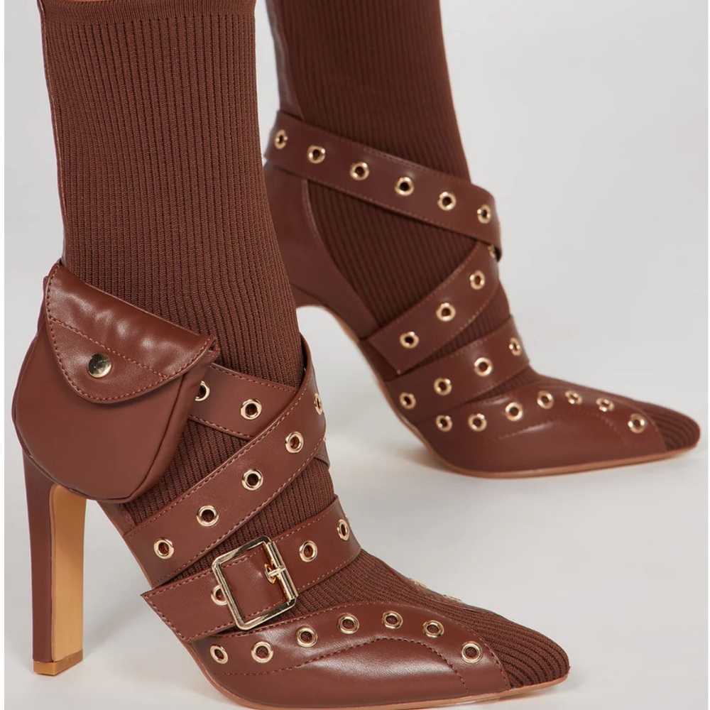 Fashion Nova Baddie On The Move Booties Chocolate Size 11